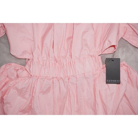 Eloquii Pink Puff-Sleeve Cut-Out Waist Midi Dress | Size 18 | Feminine & Chic - Picture 7 of 12